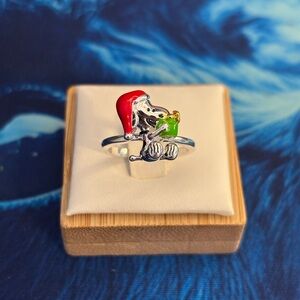 Silver Snoopy Christmas Ring